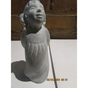 ISABEL BLOOM 1999 LITTLE GIRL ANGEL WITH PRESENT BEHIND HER BACK PIG TAILS WINGS